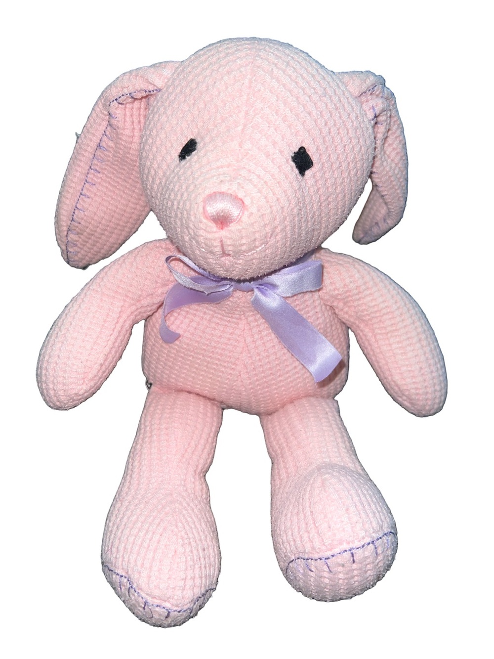 CALTOY PINK BUNNY RABBIT PLUSH THERMAL WAFFLE WEAVE BABY TOY STUFFED ANIMAL 14”